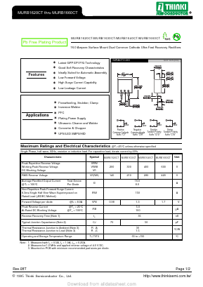 MURB1640CT Datasheet PDF Thinki Semiconductor Co., Ltd.