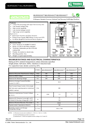 MUR3060CT Datasheet PDF Thinki Semiconductor Co., Ltd.