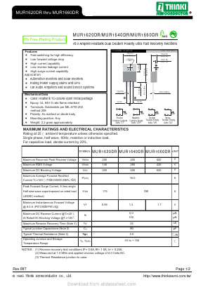 MUR1620DR Datasheet PDF Thinki Semiconductor Co., Ltd.
