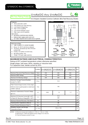 U10A6CIC Datasheet PDF Thinki Semiconductor Co., Ltd.