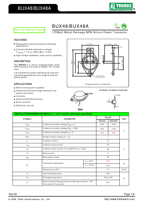 BUX48 Datasheet PDF Thinki Semiconductor Co., Ltd.