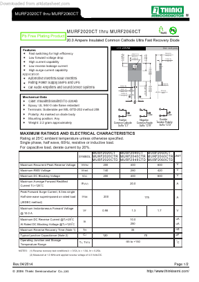 MURF2020CT Datasheet PDF Thinki Semiconductor Co., Ltd.