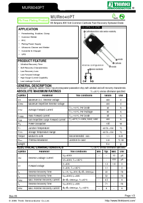 MUR8040PT Datasheet PDF Thinki Semiconductor Co., Ltd.