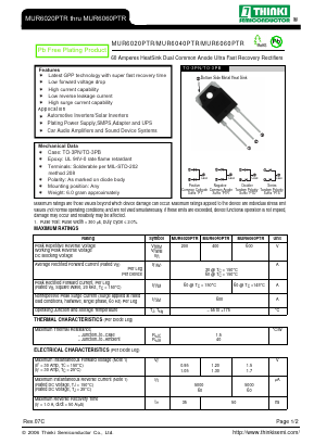 MUR6040PTR Datasheet PDF Thinki Semiconductor Co., Ltd.
