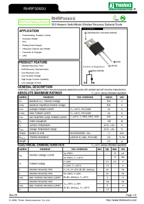 RHRP3060U Datasheet PDF Thinki Semiconductor Co., Ltd.