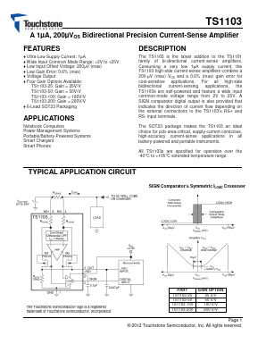 TS1103 Datasheet PDF Touchstone Semiconductor Inc