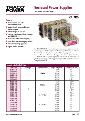 TXL015-05S Datasheet PDF TRACO Electronic AG