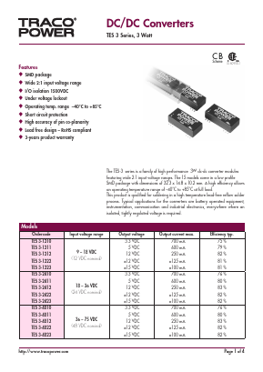 TES3-2411 Datasheet PDF TRACO Electronic AG