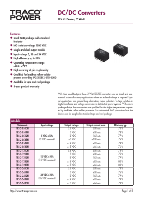 TES2-1212H Datasheet PDF TRACO Electronic AG