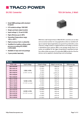 TES2-0511H Datasheet PDF TRACO Electronic AG