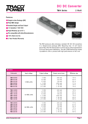 TMH0505S Datasheet PDF TRACO Electronic AG
