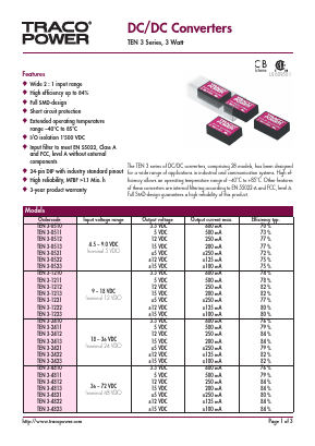 TEN3-1213 Datasheet PDF TRACO Electronic AG