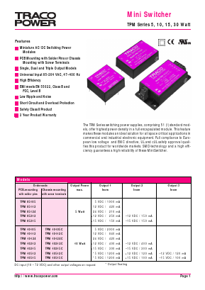 TPM05124 Datasheet PDF TRACO Electronic AG