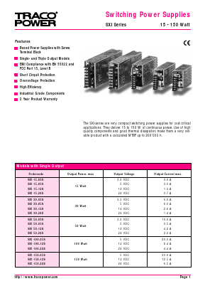 SXI50-24S Datasheet PDF TRACO Electronic AG