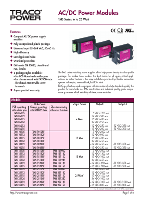 TMS-DM15 Datasheet PDF TRACO Electronic AG