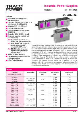 TIS150-124 Datasheet PDF TRACO Electronic AG