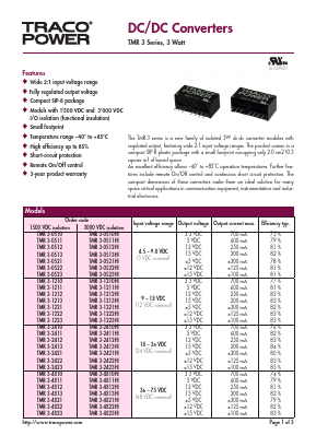 TMR3-1211 Datasheet PDF TRACO Electronic AG