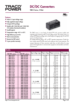 TMR3-4822HI Datasheet PDF TRACO Electronic AG