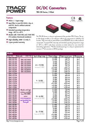 TEN3N Datasheet PDF TRACO Electronic AG