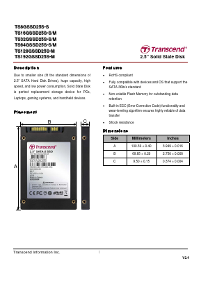 TS64GSSD25S-M Datasheet PDF Transcend Information. Inc.
