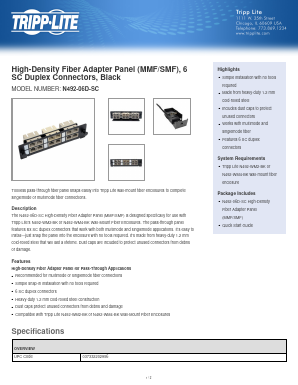 N492-06D-SC Datasheet PDF Tripp Lite. All Rights Reserved