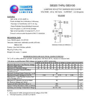 SB320 Datasheet PDF Transys Electronics Limited