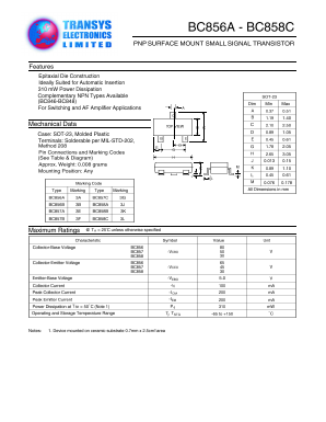 BC856A Datasheet PDF Transys Electronics Limited