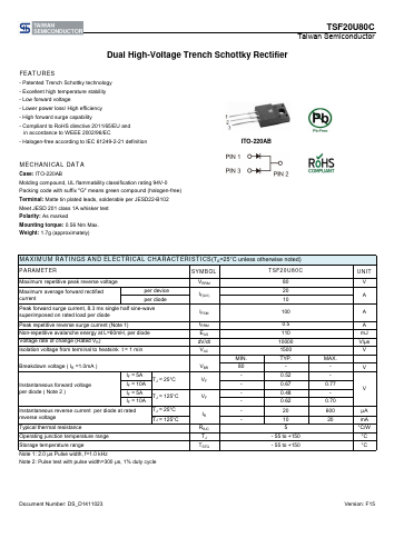 TSF20U80C Datasheet PDF TSC Corporation