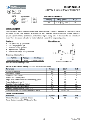 TSM1N45D Datasheet PDF TSC Corporation