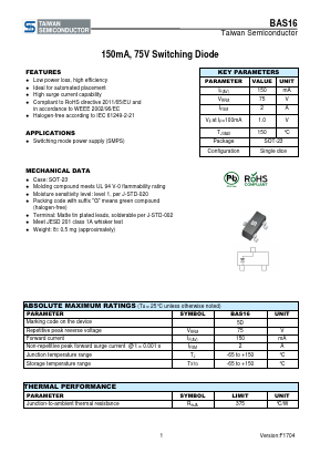 BAS16R5G Datasheet PDF TSC Corporation