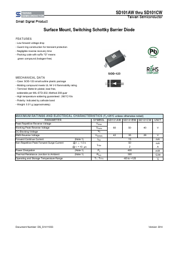 SD101AW Datasheet PDF TSC Corporation