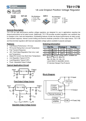 TS1117BCW33RPG Datasheet PDF TSC Corporation