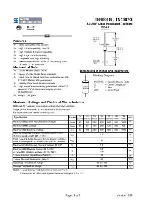 1N4001G Datasheet PDF TSC Corporation