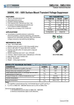 SMDJ12CAHV6G Datasheet PDF TSC Corporation