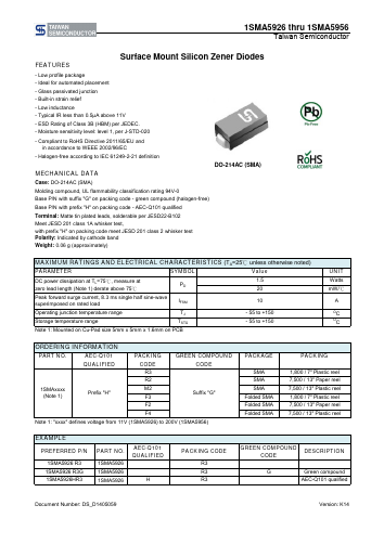 1SMA5932R3G Datasheet PDF TSC Corporation