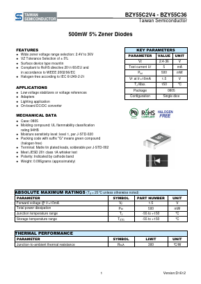 BZY55C18RBG Datasheet PDF TSC Corporation