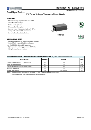 BZT52B30-GRBG Datasheet PDF TSC Corporation