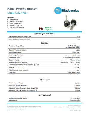 P232-DE20AR500K Datasheet PDF TT Electronics.