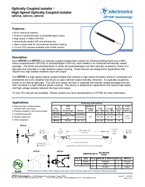 OPI153 Datasheet PDF TT Electronics.