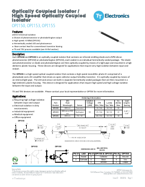 OPI153 Datasheet PDF TT Electronics.