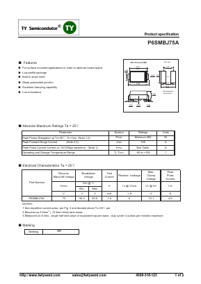 P6SMBJ43CA Datasheet PDF TY Semiconductor