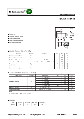 BAT754A Datasheet PDF TY Semiconductor