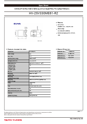 HV-25V330ME61-R2 Datasheet PDF TAIYO YUDEN
