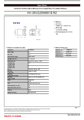 HV-35V220ME61E-R2 Datasheet PDF TAIYO YUDEN