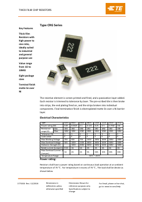 CRG12101R0 Datasheet PDF TE Connectivity