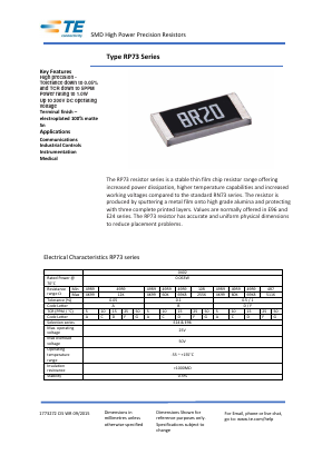 RP73PF1J100RBTDF Datasheet PDF TE Connectivity