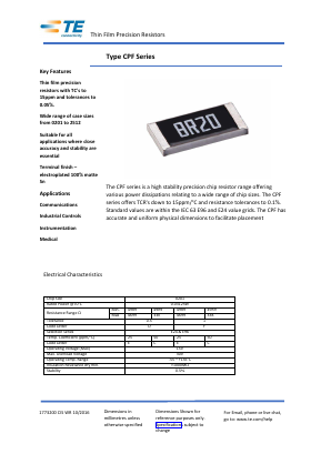 CPF1206D360KE1 Datasheet PDF TE Connectivity