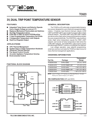 TC623CCPA Datasheet PDF TelCom Semiconductor Inc => Microchip