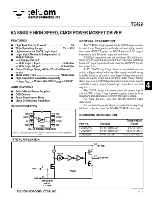 TC429EPA Datasheet PDF TelCom Semiconductor Inc => Microchip