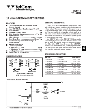 TC1412 Datasheet PDF TelCom Semiconductor Inc => Microchip